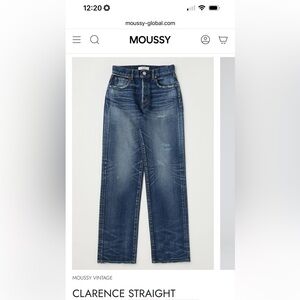 NWT: Moussy Clarence Straight Jean in Dark Blue, sz. 25 ($360 retail)